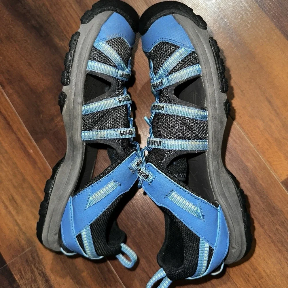 TEVA Manatee Water Youth Sandals Blue Graphite Size 4 Bungee Cord Lace‎ System